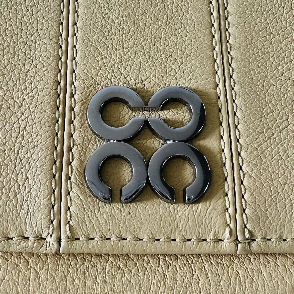 COACH Julie Sunflower Yellow Leather Slim Envelope Bifold Continental Wallet